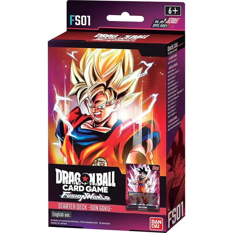 BANDAI Dragon Ball starter deck with Son Goku packaging for the Dragon Ball Card Game.