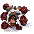 One Piece Luffy Gear Fourth action figure showcasing Luffy in dynamic pose with energy effects and detailed accessories.