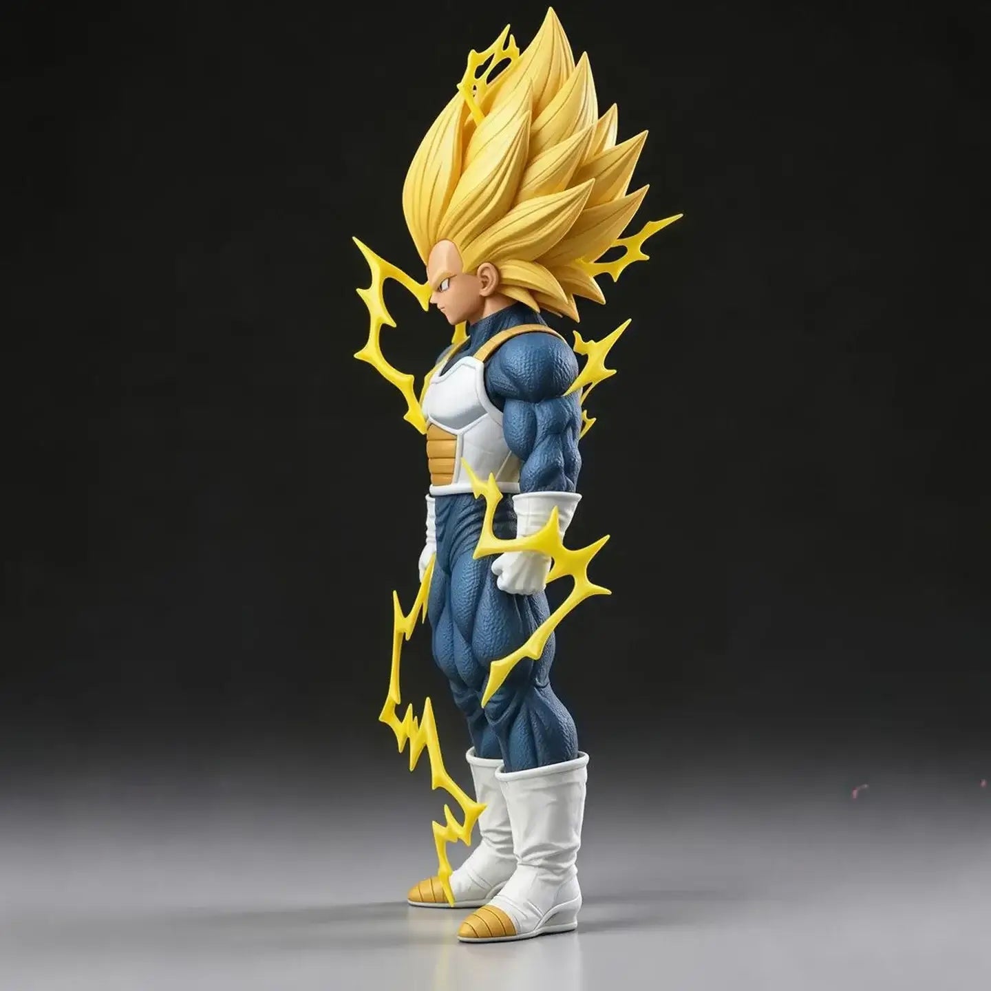 Vegeta Super Saiyan 3 figure side view showcasing detailed design and dynamic pose for Dragon Ball collectors.