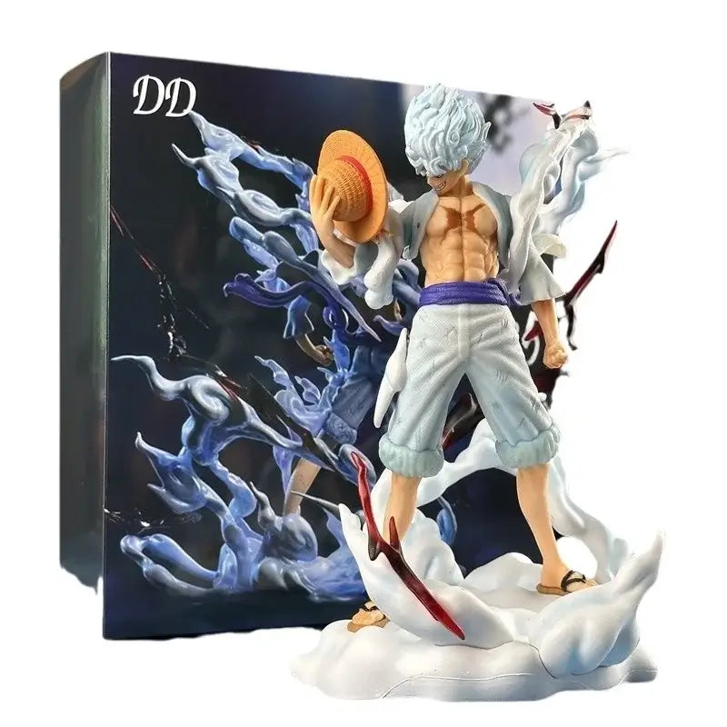 One Piece Gear 5 Nika Luffy PVC figurine in dynamic battle pose with detailed design and collectible quality.