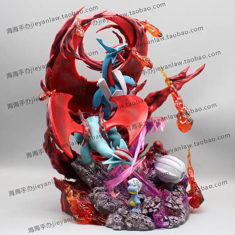 Pokemon Figure Large Size Mewtwo Salamence dynamic action scene collectible display