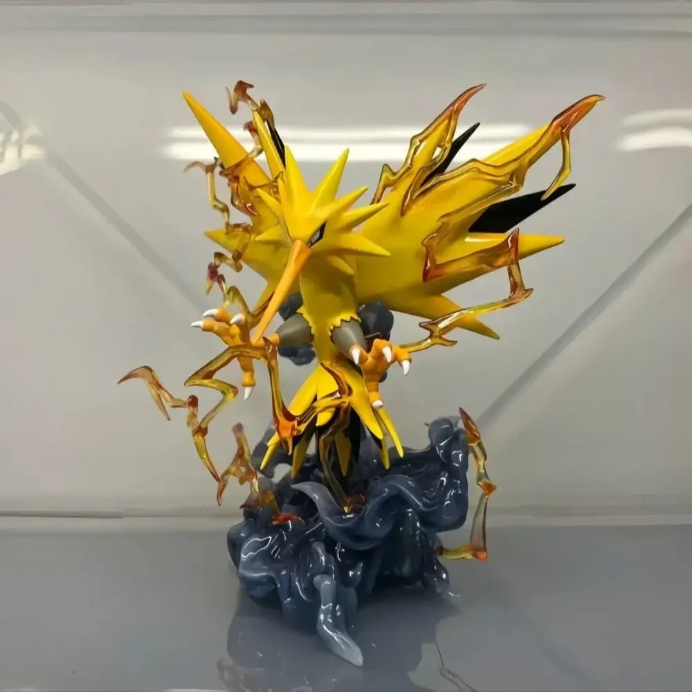 Pokemon Zapdos Action Figure Collectibles 15.5cm with electric aura and dynamic pose on a display stand.