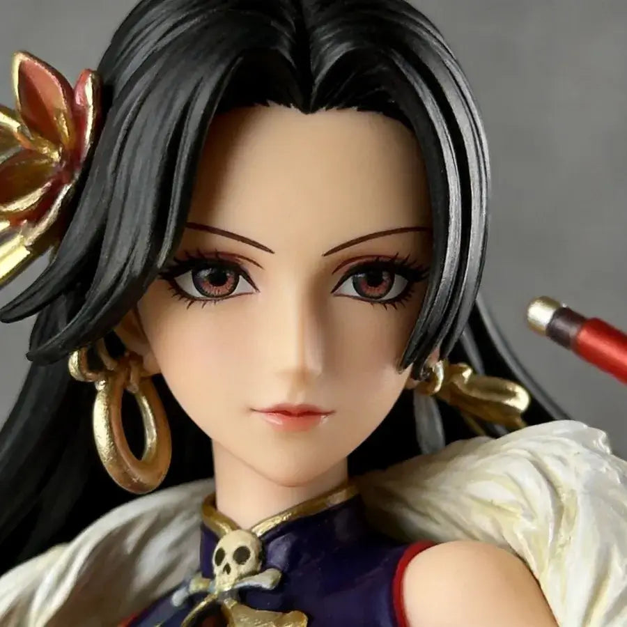 One Piece Boa Hancock figurine portrait in elegant Chinese style qipao, showcasing fine details and craftsmanship.