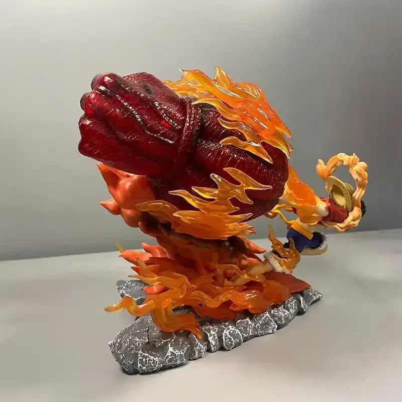 ONE PIECE Luffy Anime Figure 30cm detailed pose with fire effects and dynamic base representation