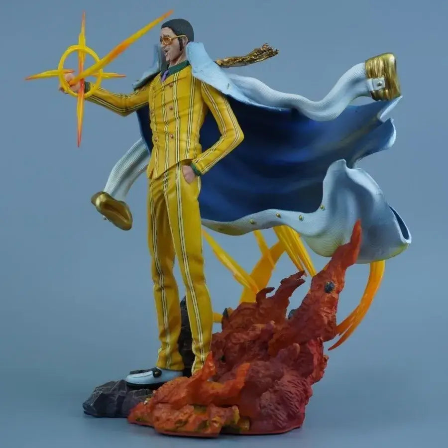 Kizaru limited edition One Piece figure standing on a vibrant base with detailed resin craftsmanship and vivid colors.