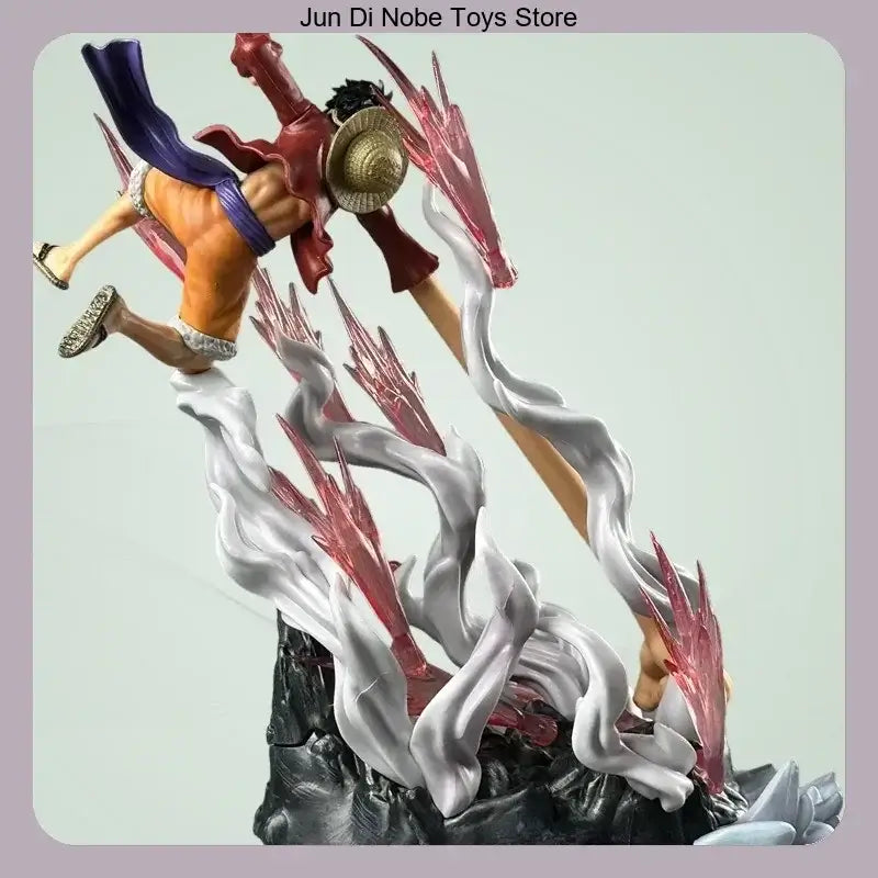 Luffy One Piece statua da collezione 30cm in azione con dettagli vibranti e base dinamica.