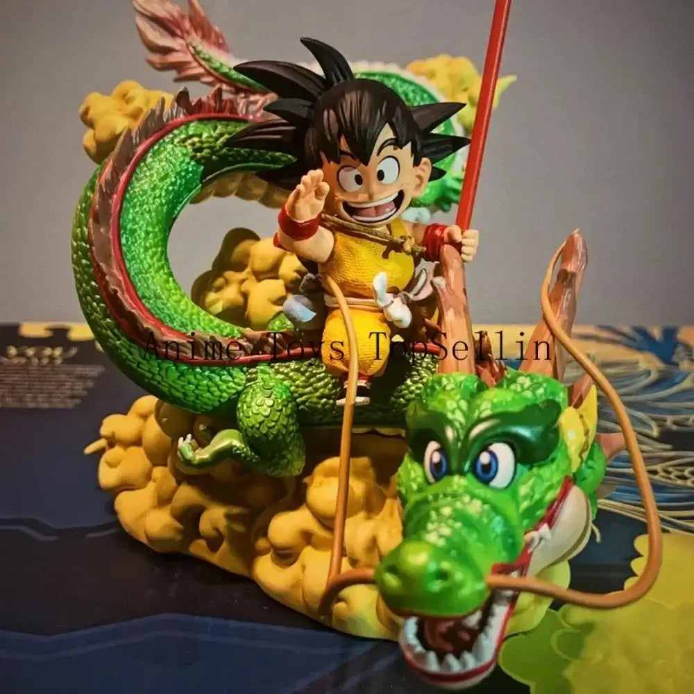 15cm Dragon Ball Goku action figure riding on a dragon, detailed PVC statue perfect for collection and display.