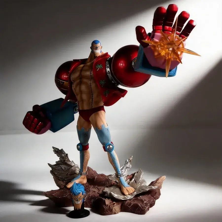 One Piece Franky anime figure 28cm PVC statue showcasing detailed craftsmanship and vibrant colors.