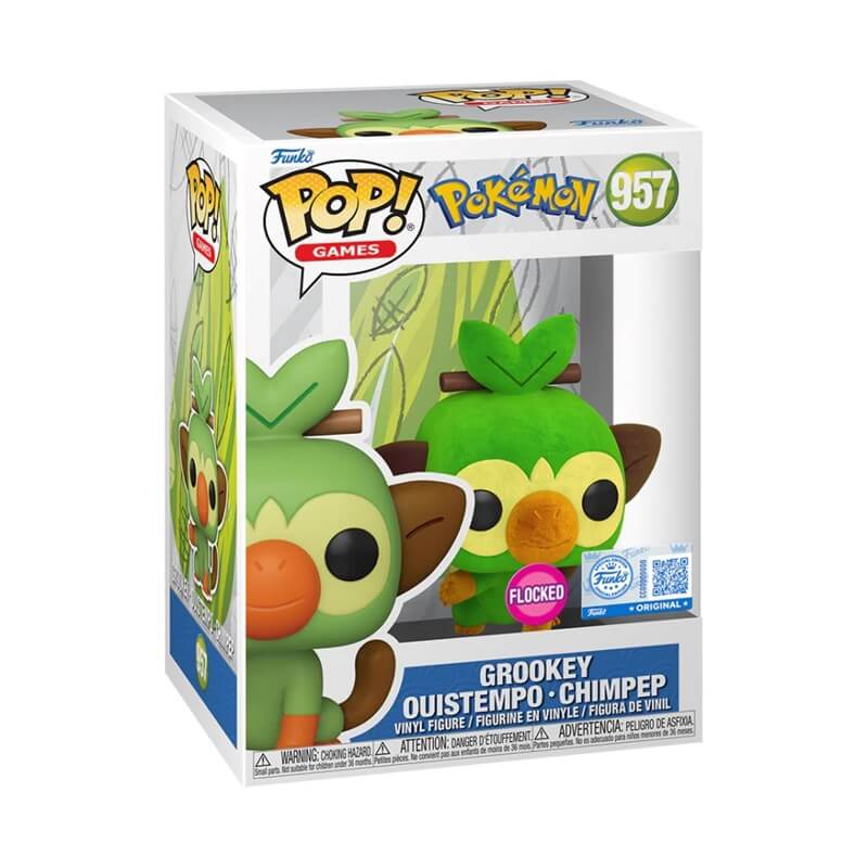 Funko Pop! Pokémon Games - 957 Grookey (Flocked) (Exclusive) 9 cm 9 cm