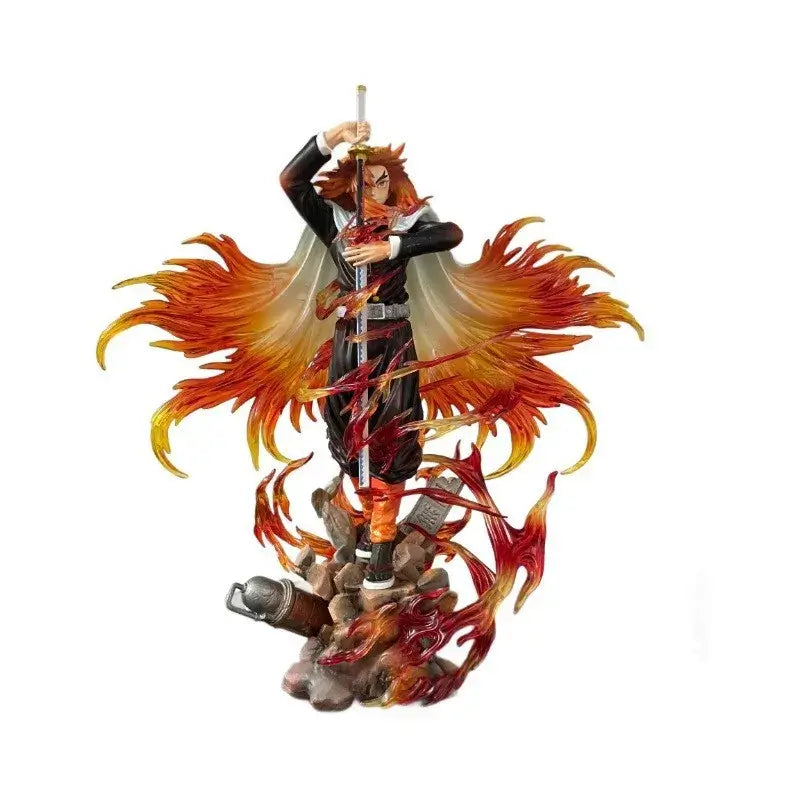 Anime Demon Slayer Rengoku Kyoujurou 30cm collectible figure with flame details and sword.
