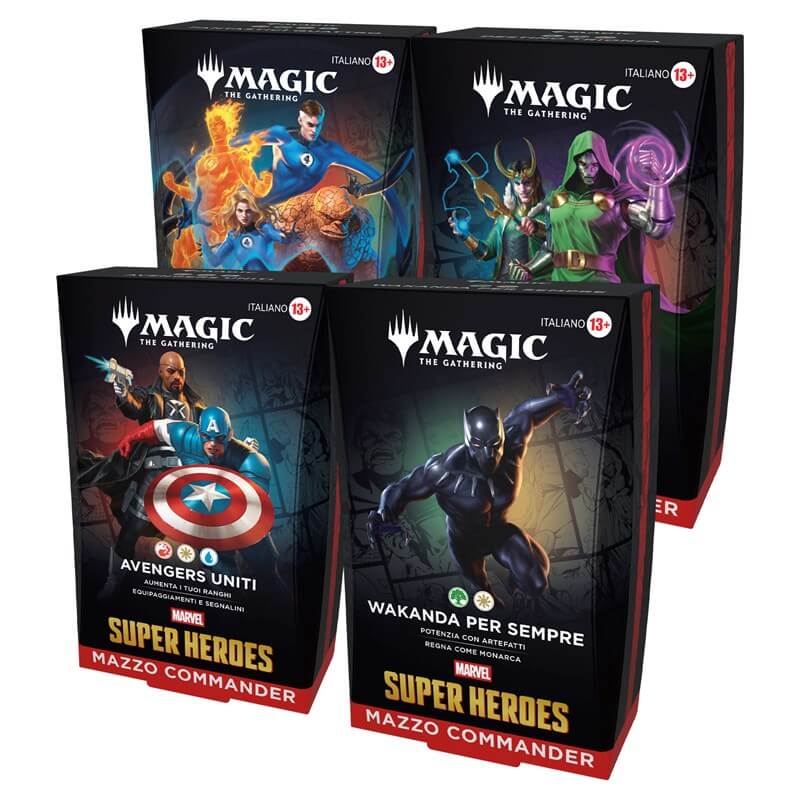 Commander deck Magic Marvel Super Heroes italiano, confezione sigillata Wizards of the Coast.