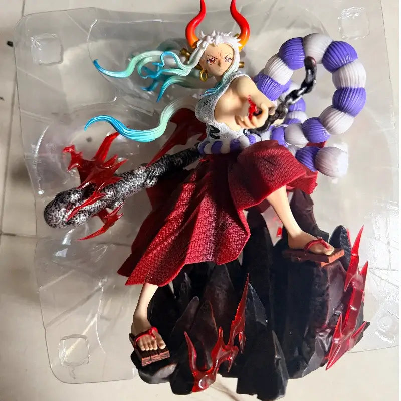 One Piece Yamato Gk Figure displayed on a dramatic base with vibrant colors and details in PVC.