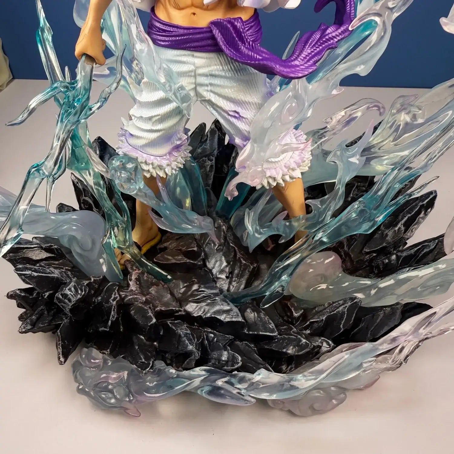 One Piece Luffy Anime Figure standing on a dynamic base with swirling translucent effects, 30cm collectible figure.