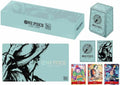 One Piece Card Game Japanese 1st Anniversary Set packaging, cards, and playmat featuring iconic characters.
