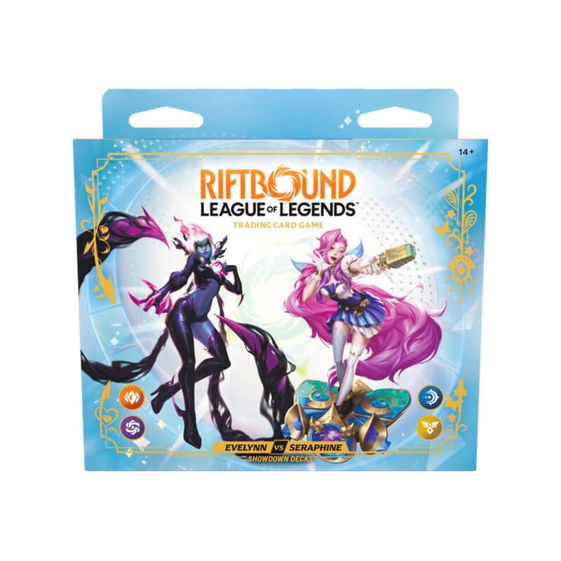 Showdown deck display Riftbound Radiance inglese, confezione sigillata Riot Games da 4 mazzi.