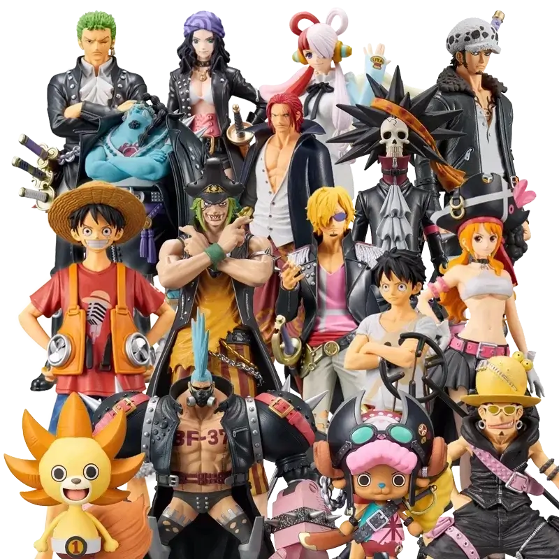 ONE PIECE figure mystery box featuring various characters from the popular anime, showcasing their unique designs and features.