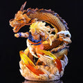 Dragon Ball Goku SSJ3 figure 30cm with dragon design, dynamic pose, and vibrant colors.