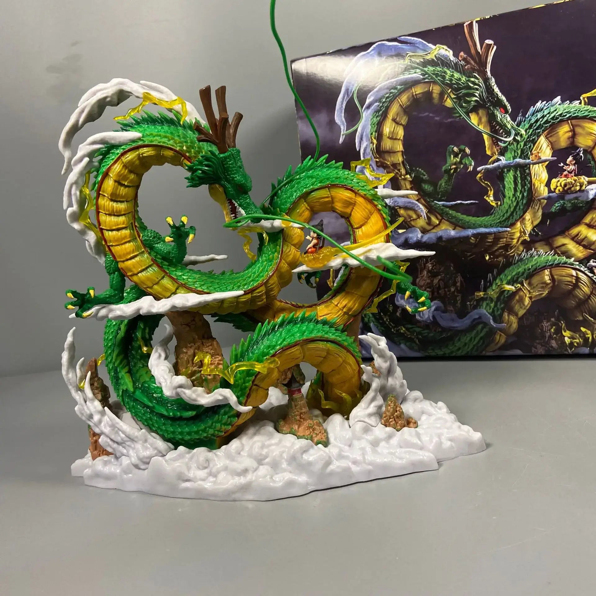 24cm Dragon Ball Goku Shenron figure displayed with clouds and details from the anime series.