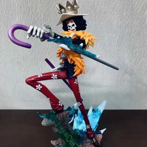 Brook One Piece 33cm Action Figure PVC Anime Collectible with sword and crown, detailed design, perfect for display.