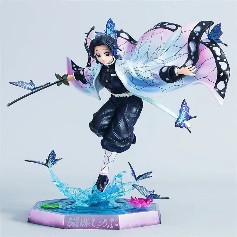 Demon Slayer Kochou Shinobu PVC Action Figure in dynamic pose with butterflies and water details.