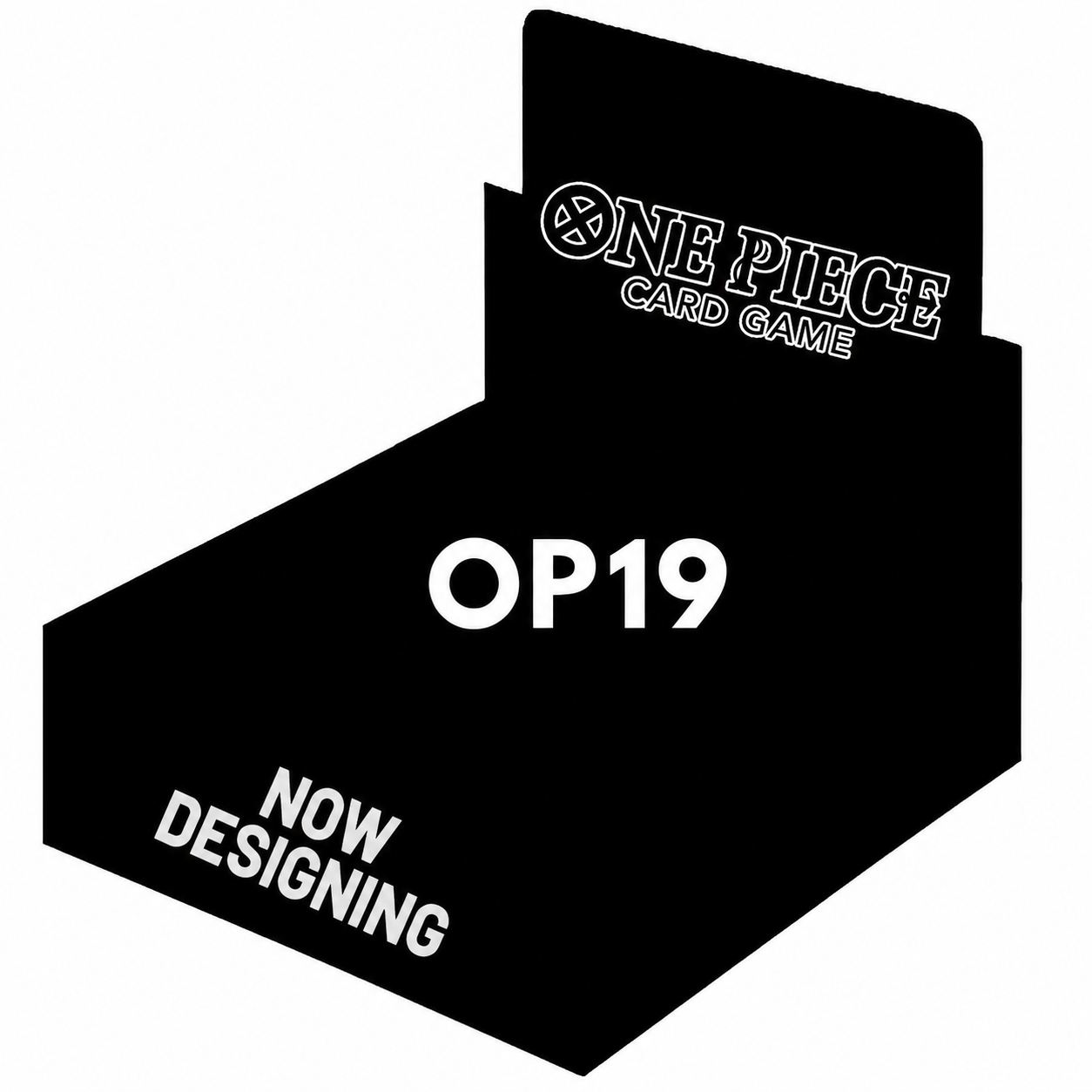 One Piece Card Game OP-19 Booster Box ENG design featuring OP19 text and branding.