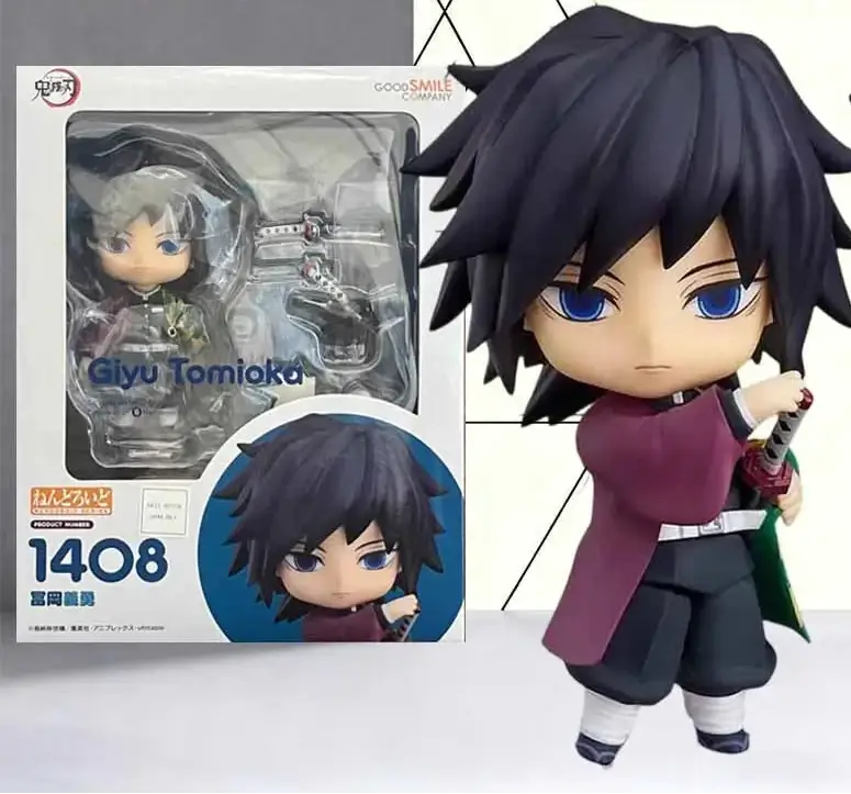 Nendoroid Giyu Tomioka 1408 model kit figure displayed with packaging and accessories