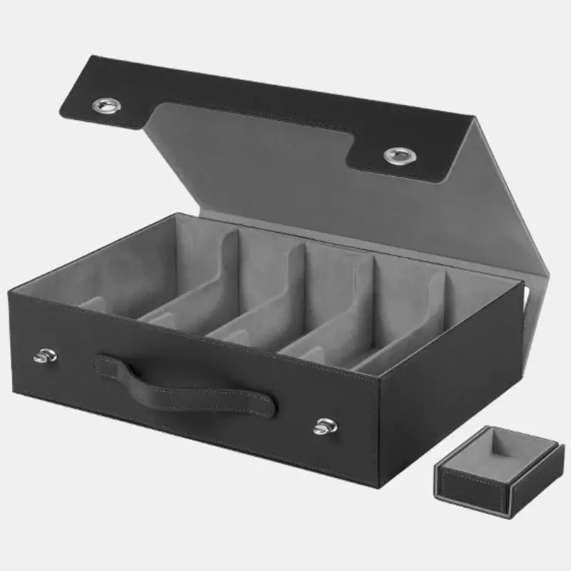 Scatola porta carte collezionabili a 5 file con maniglia, contenitore impermeabile per carte da gioco.