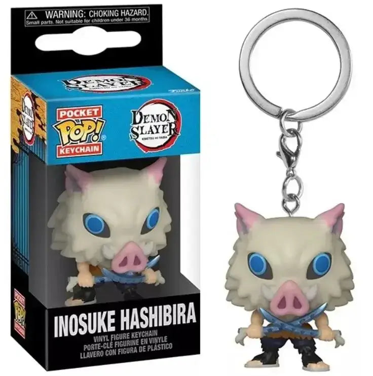 FUNKO Demon Slayer Portachiavi Collezione featuring Inosuke Hashibira keychain in a colorful packaging.
