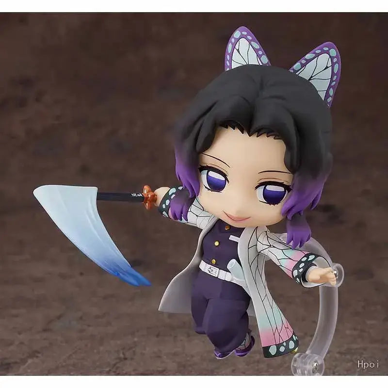 Nendoroid Shinobu 1655 model kit figure with a scythe, featuring butterfly ears and a stylish outfit.