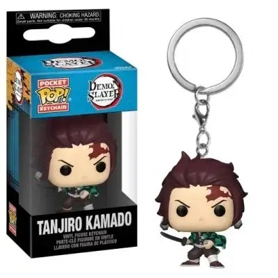 FUNKO Demon Slayer Portachiavi Collezione featuring Tanjiro Kamado vinyl keychain and packaging.