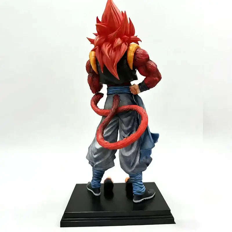 ssj4 gogeta action figure showcasing vibrant details from the back with replaceable hands and stylish pose