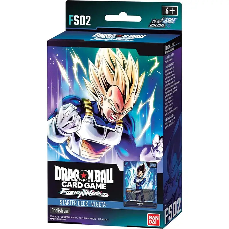 BANDAI Dragon Ball starter deck featuring Vegeta from the Dragon Ball card game packaging.