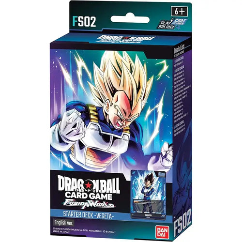 BANDAI Dragon Ball starter deck featuring Vegeta from the Dragon Ball card game packaging.