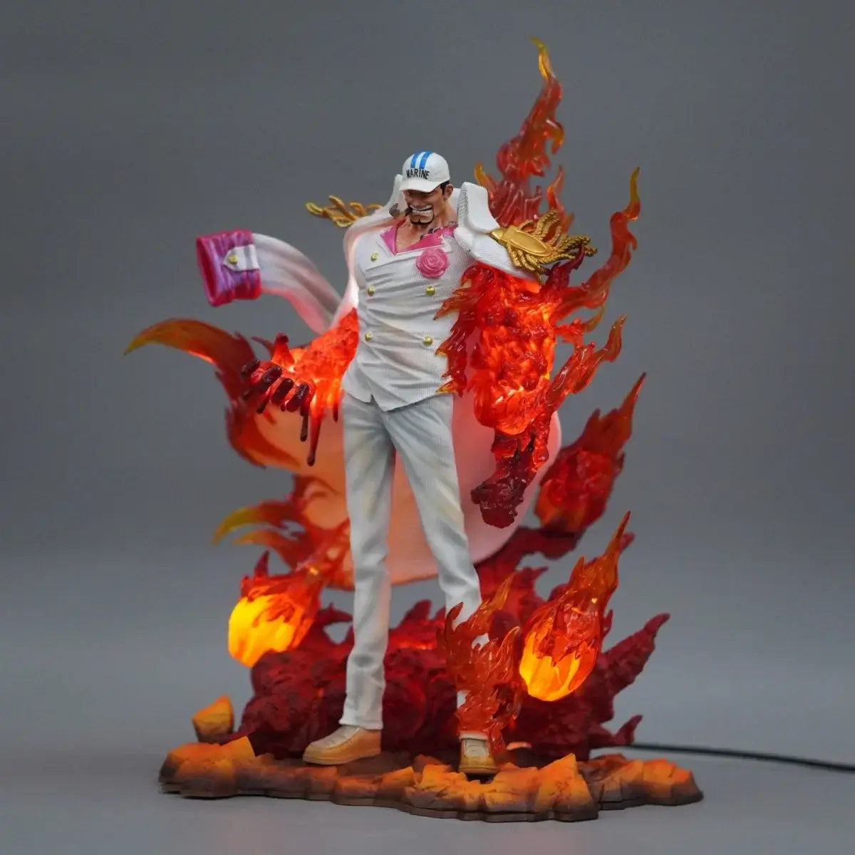 LZ Studio One Piece Admiral Akainu Light-Up GK Statue 30cm showcasing flames and vibrant details