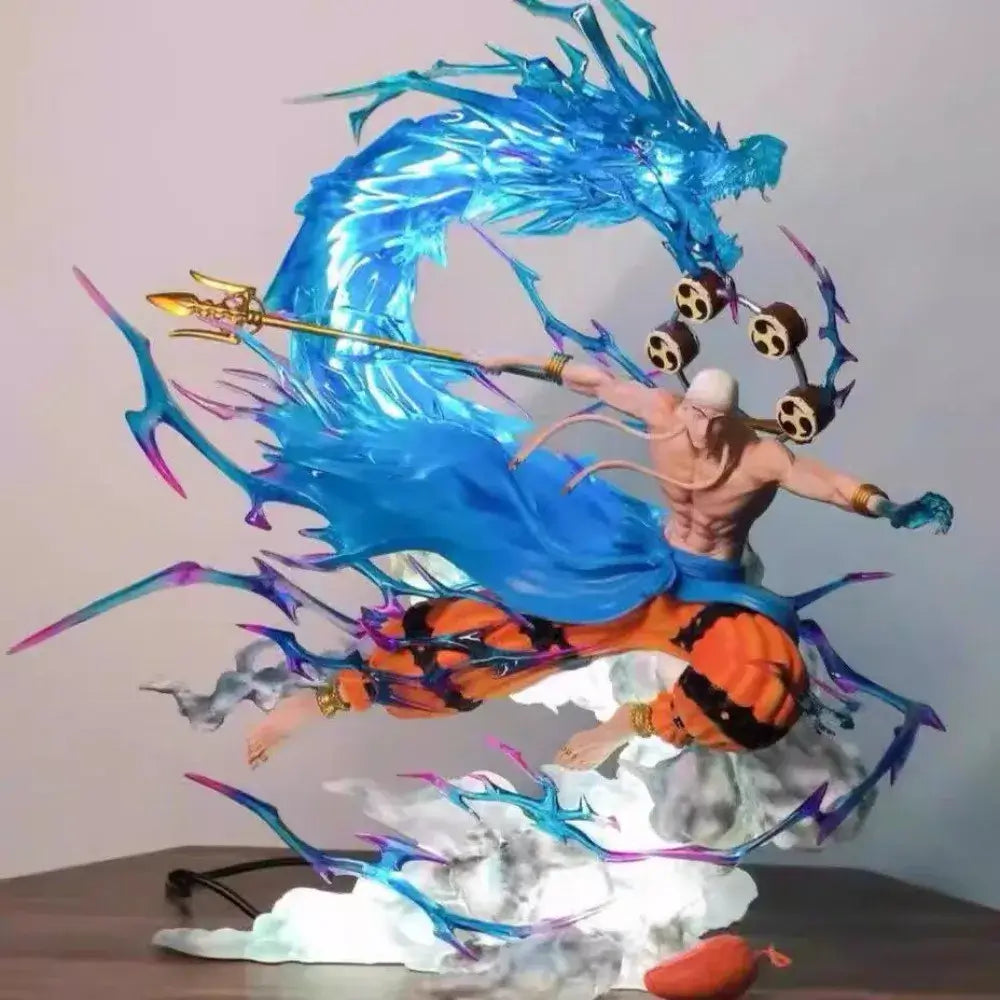 ONE PIECE Anime Figure Enel Can Emit Light 30cm collectible figure depicting Enel in action with vibrant details.