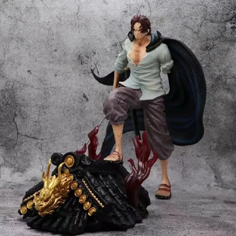 Shanks Anime One Piece statue 30cm, collectible figure with red hair and detailed design for fans.