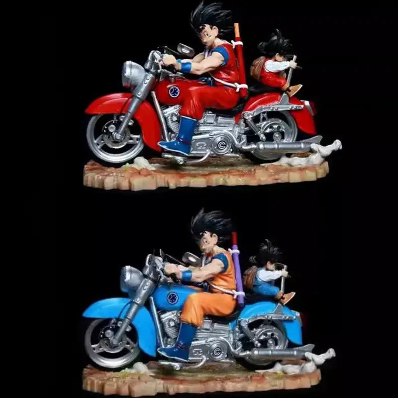 Dragon Ball Goku Gohan Motorcycle Figure Rotatable displaying Goku and Gohan riding on a colorful motorcycle.