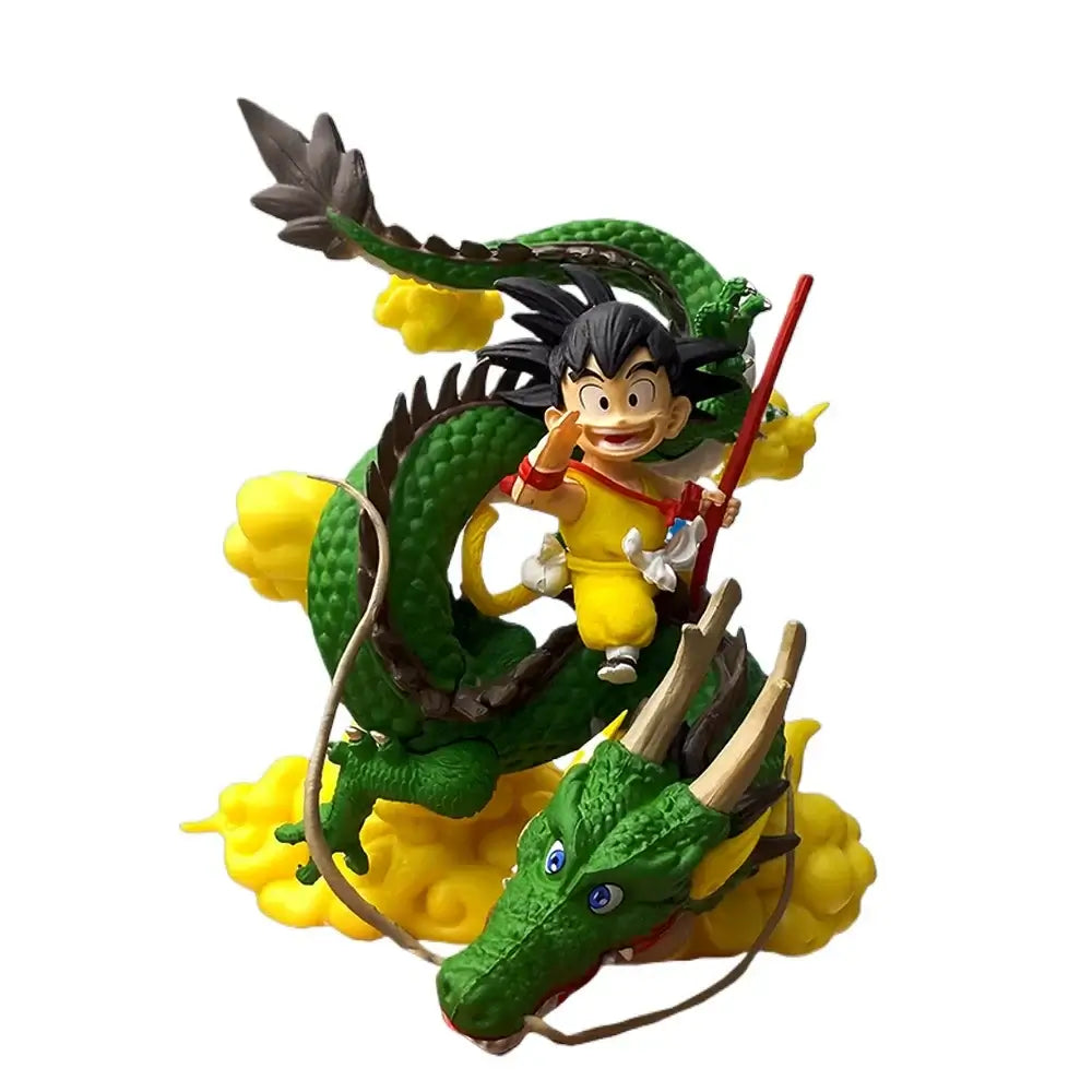 15cm Anime Dragon Ball Goku action figure riding a dragon PVC model toy