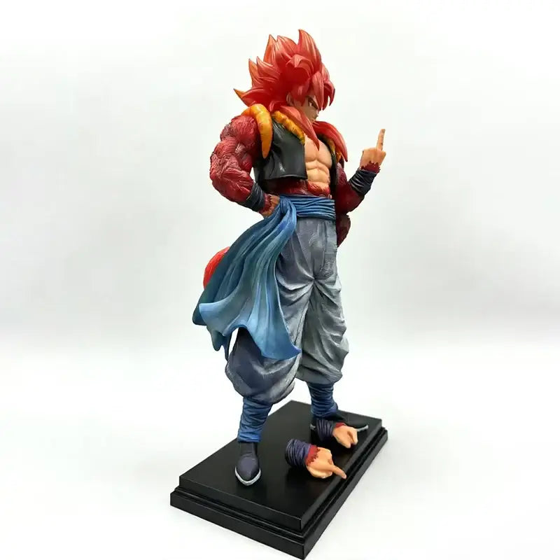 ssj4 gogeta action figure in dynamic pose with replaceable hands, 34cm tall PVC collectible model.