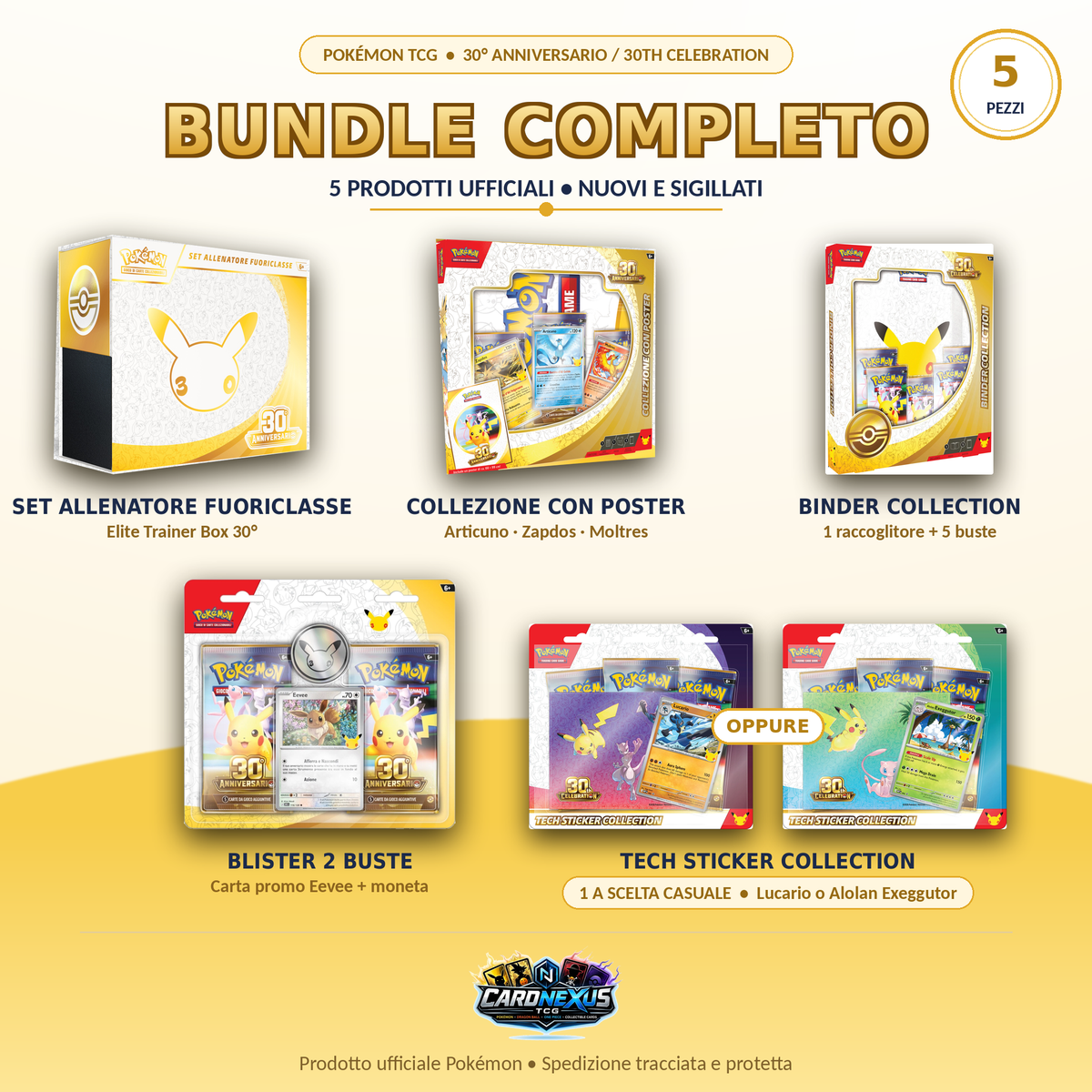 POKEMON 30 ANNIVERSARIO BUNDLE COMPLETO 5 PRODOTTI ITALIANO
