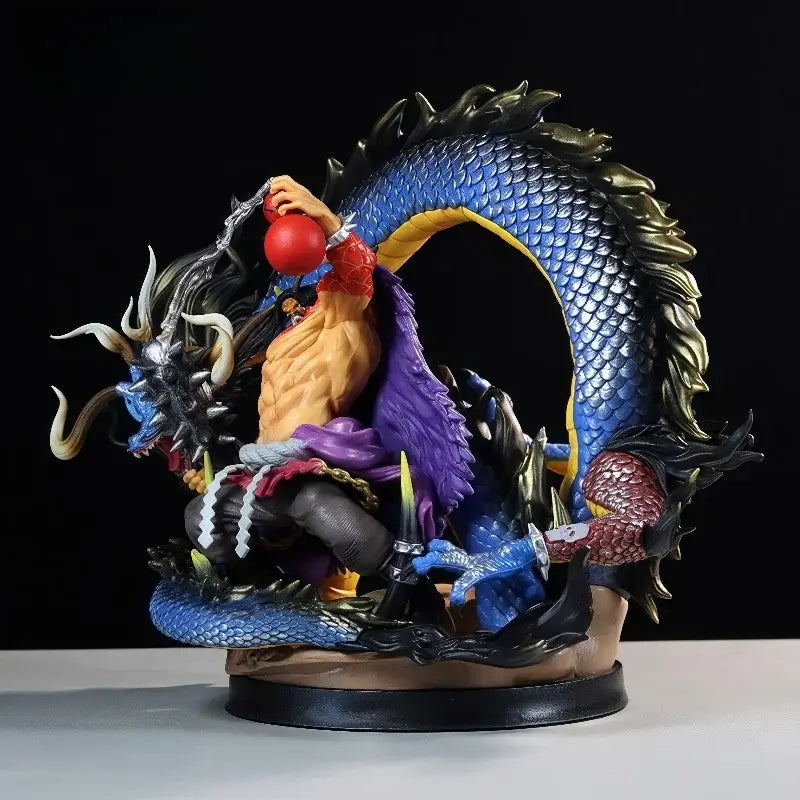 Kaido Dragon PVC figure showcasing a detailed action pose with vibrant colors and intricate design from One Piece.