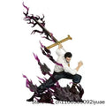 Mihawk PVC action figure 35cm showcasing dynamic pose with long sword and vibrant effects.