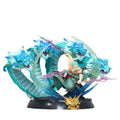 Roronoa Zoro anime figure in action, showcasing dynamic pose with dragon heads, perfect for One Piece fans.