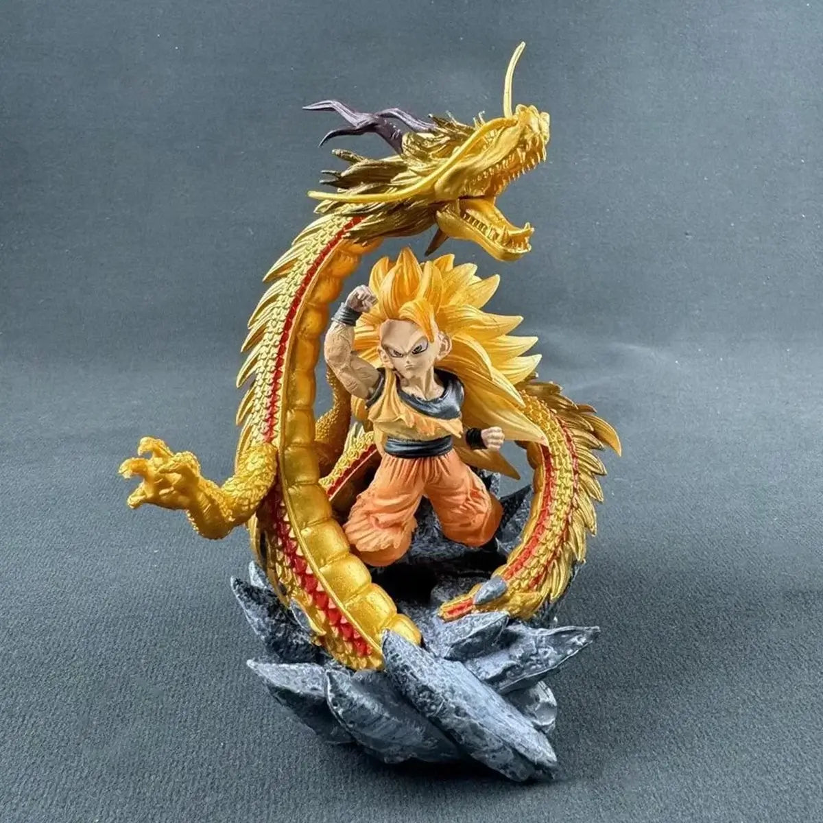 Dragon Ball SSJ3 Goku Action Figures with dragon explosion design, 14CM collectible figure.