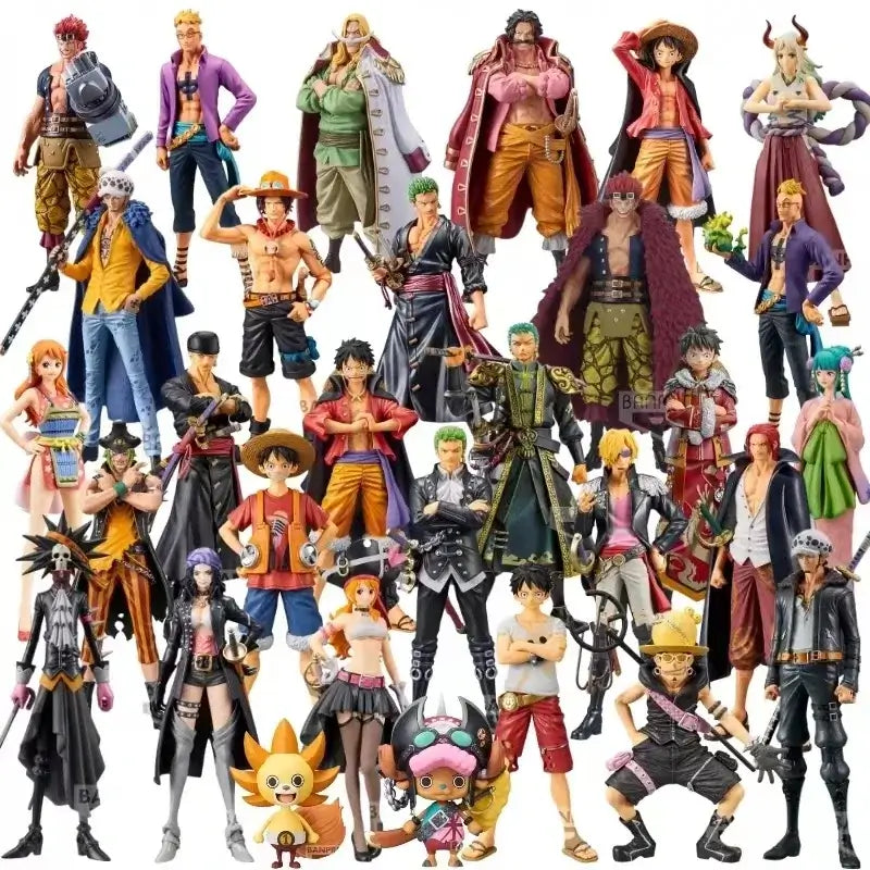 ONE PIECE figure mystery box filled with various characters and figures from the anime series.