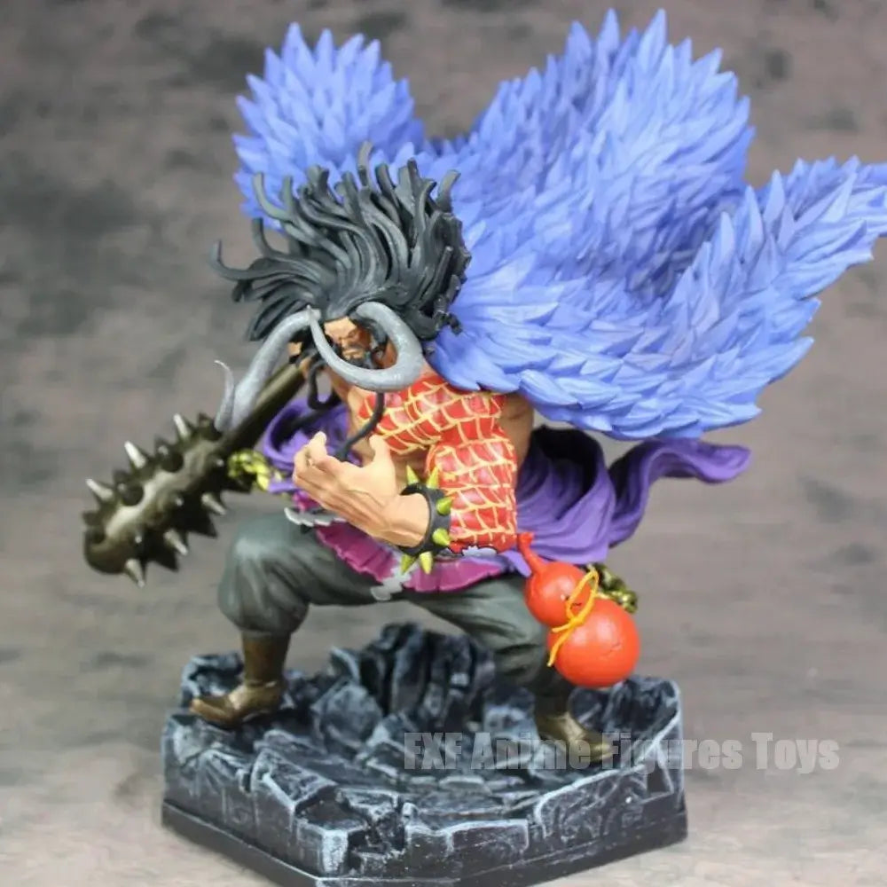 ONE PIECE action Figure Kaidou 30cm collectible toy with vibrant purple wings and spiked weapon, detailed figure display.