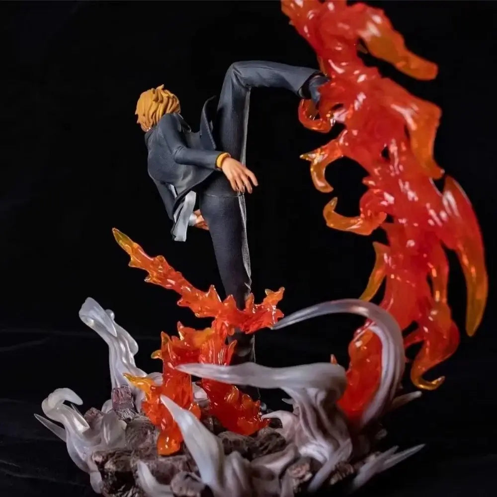 One Piece Sanji 30 cm figure with dynamic flame effects and detailed PVC design.