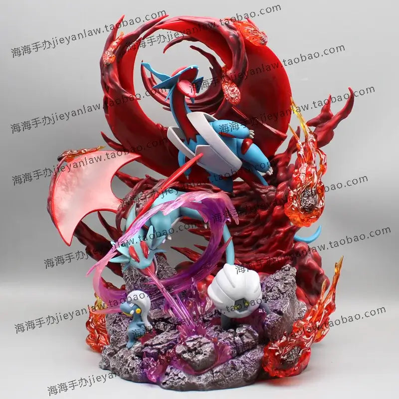 Pokemon Figure Large Size featuring Salamence and action scenes with vibrant colors and dynamic poses.