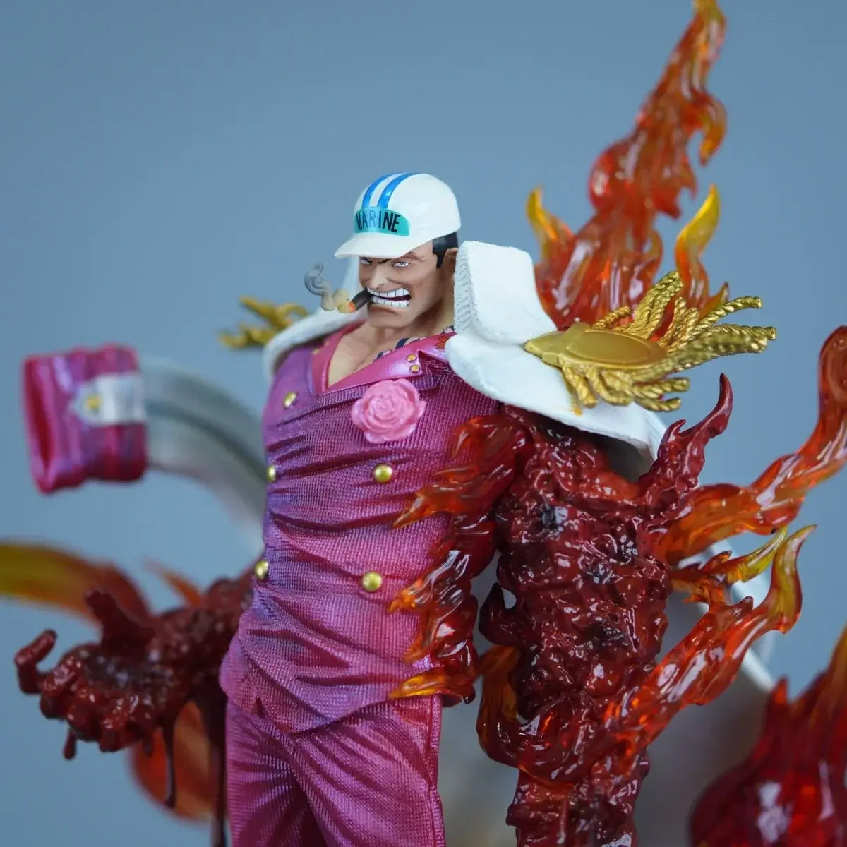LZ Studio One Piece Admiral Akainu Light-Up GK Statue 30cm with fiery effects and vibrant colors.