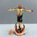 28cm Portgas D Ace action figure in dynamic pose with flames and small accessory figure.